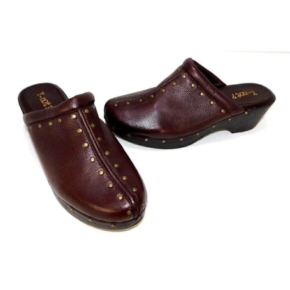 Y-NOT red-ish brown soft leather slip on, cogs, heels woman's size 10 M, NEW! - Picture 1 of 8